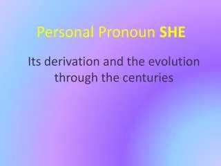 Personal Pronoun SHE