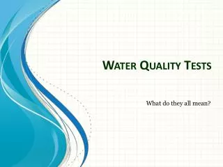 Water Quality Tests