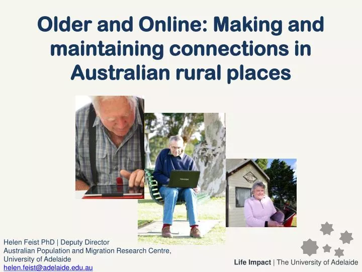 older and online making and maintaining connections in australian rural places