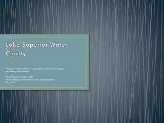 Lake Superior Water Clarity