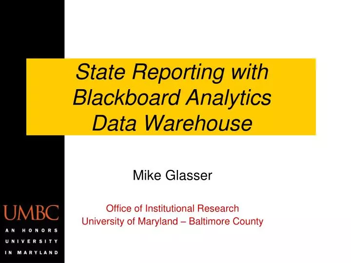 state reporting with blackboard analytics data warehouse