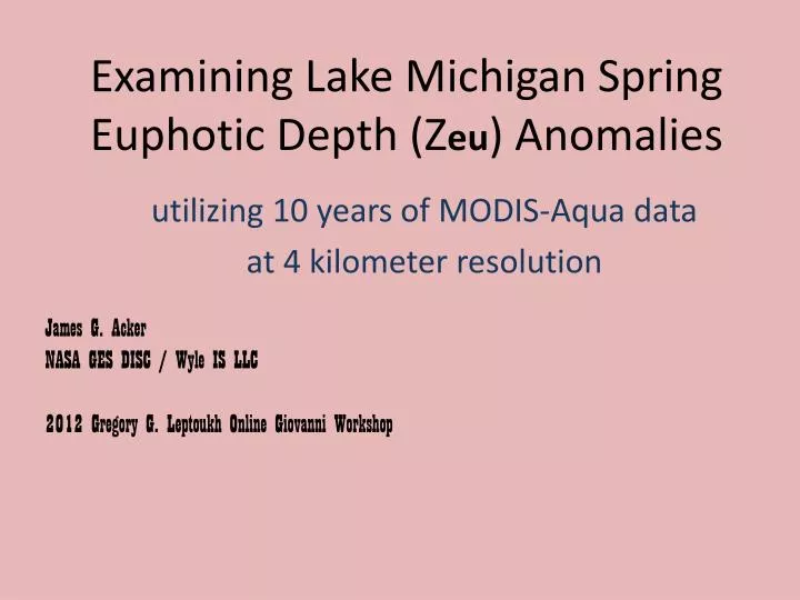 examining lake michigan spring euphotic depth z eu anomalies