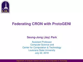 Federating CRON with ProtoGENI
