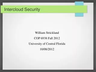 Intercloud Security