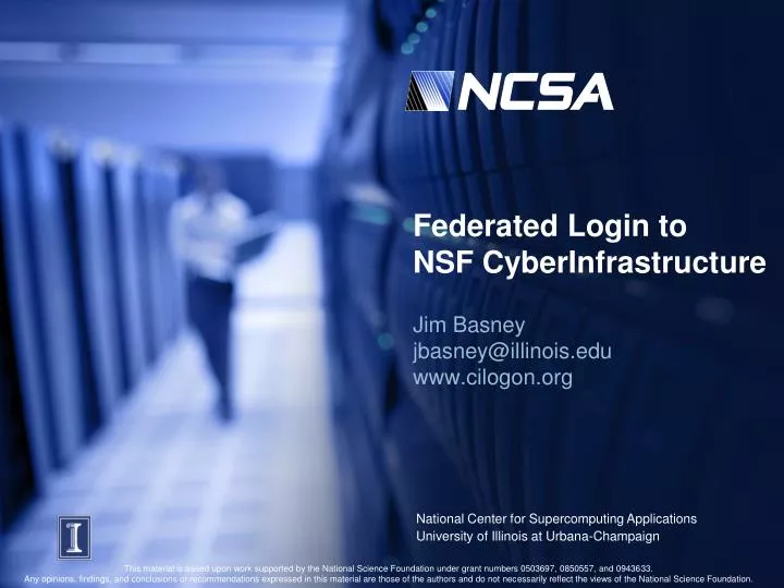 federated login to nsf cyberinfrastructure