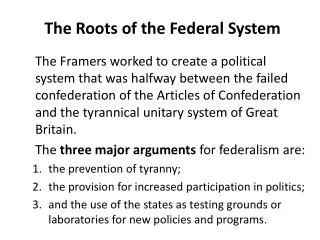 The Roots of the Federal System
