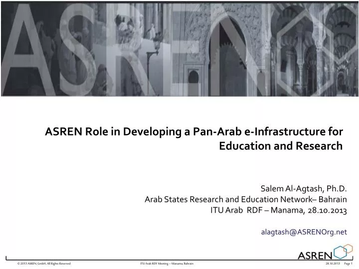asren role in developing a pan arab e infrastructure for education and research