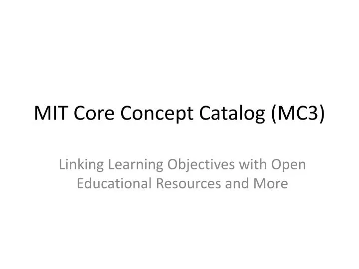 mit core concept catalog mc3
