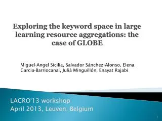 Exploring the keyword space in large learning resource aggregations: the case of GLOBE