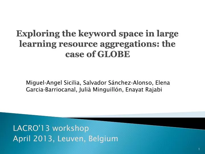 exploring the keyword space in large learning resource aggregations the case of globe