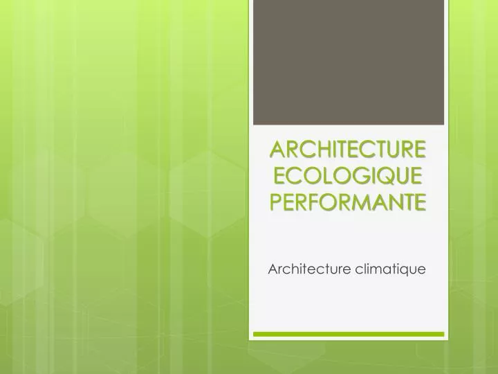 architecture ecologique performante