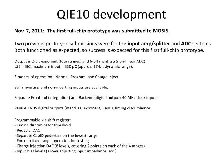 qie10 development