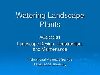 Watering Landscape Plants