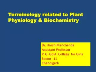 Terminology related to Plant Physiology &amp; Biochemistry