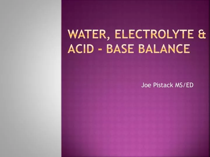 water electrolyte acid base balance