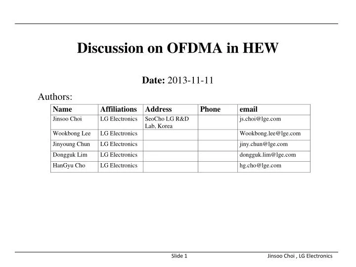 discussion on ofdma in hew