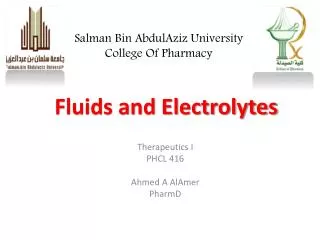 Fluids and Electrolytes