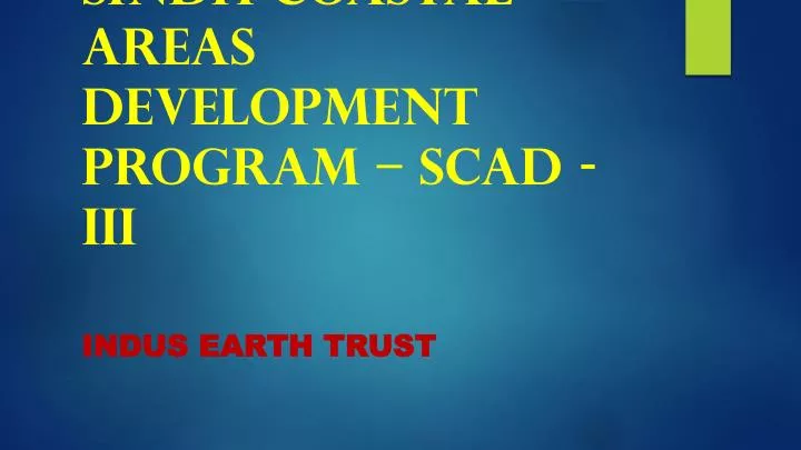 sindh coastal areas development program scad iii