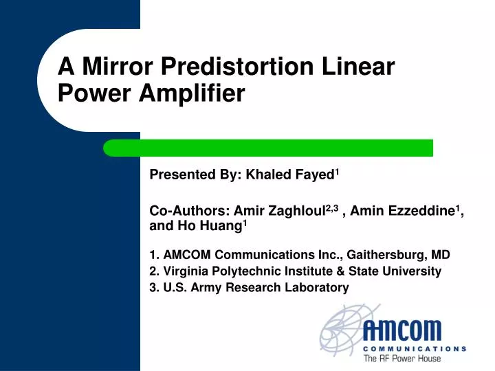 a mirror predistortion linear power amplifier