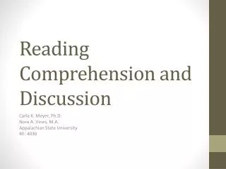 Reading Comprehension and Discussion