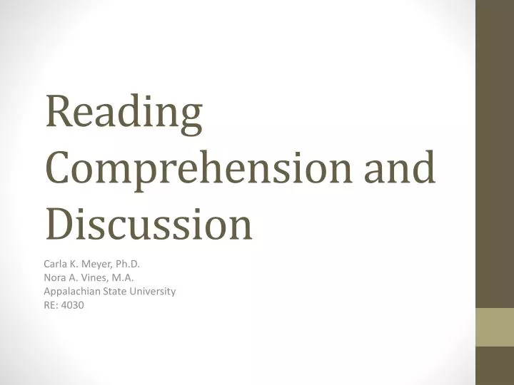 reading comprehension and discussion