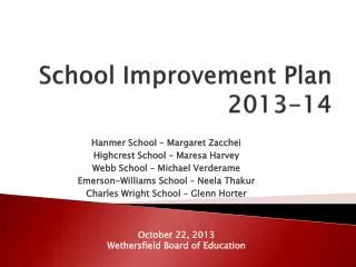 School Improvement Plan 2013-14