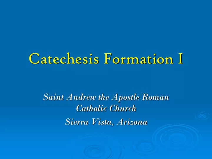 catechesis formation i