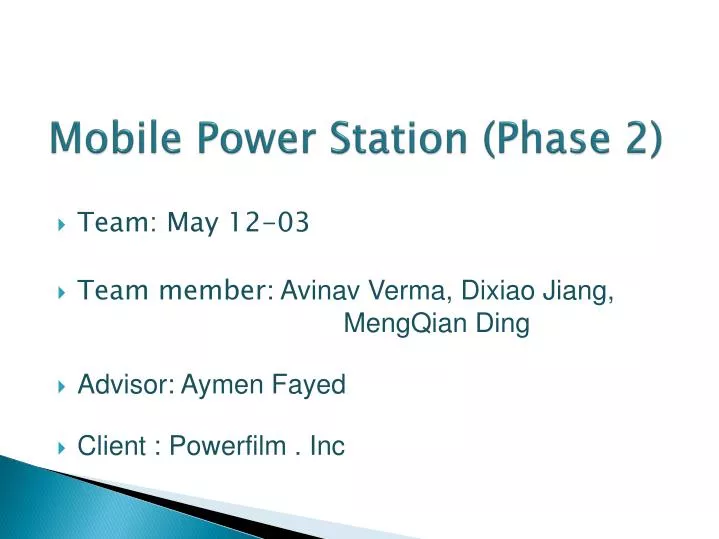 mobile power station phase 2