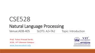 cse528 natural language processing venue adb 405 slots a2 ta2 topic introduction