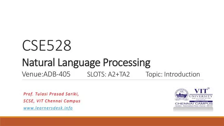 cse528 natural language processing venue adb 405 slots a2 ta2 topic introduction
