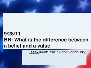 9/28/11 BR: What is the difference between a belief and a value