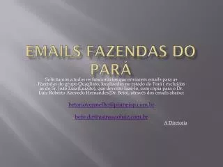 emails fazendas do par