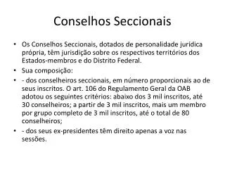 conselhos seccionais