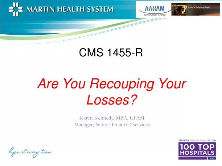 cms 1455 r are you recouping your losses