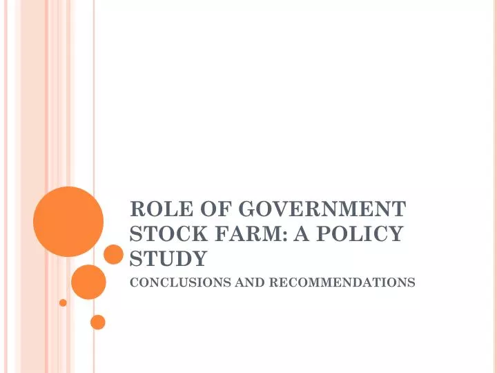 role of government stock farm a policy study