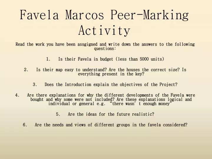 favela marcos peer marking activity