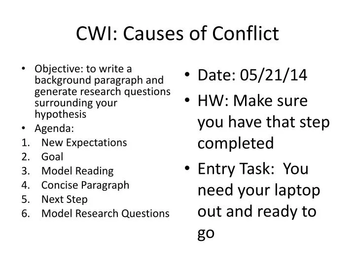 cwi causes of conflict