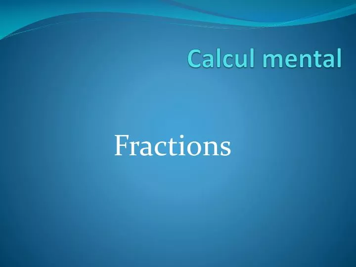 calcul mental