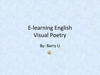 E-learning English Visual Poetry