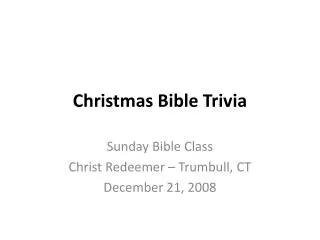 Christmas Bible Trivia