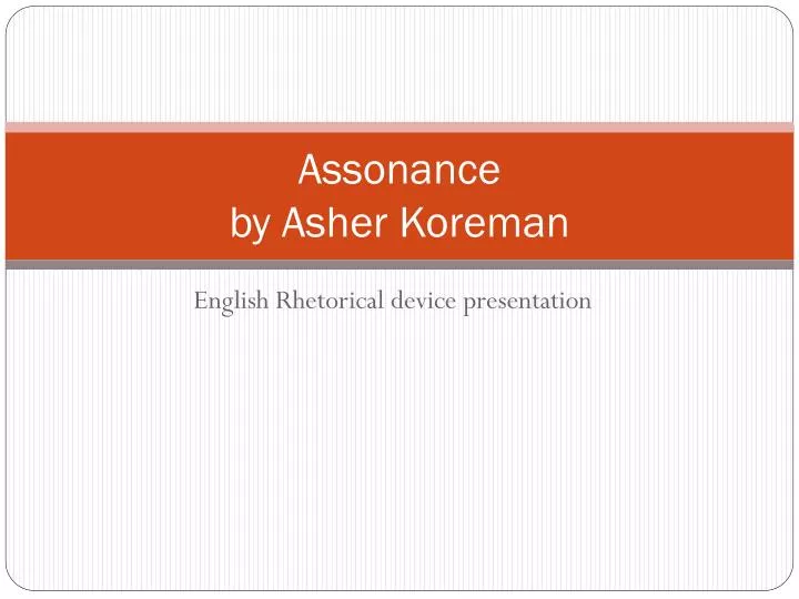assonance by asher koreman