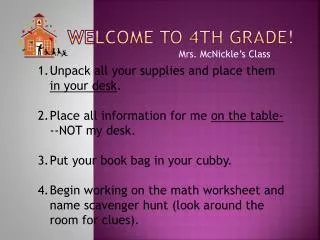 Welcome to 4th grade!
