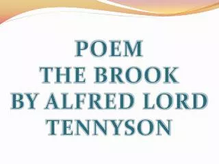 POEM THE BROOK BY ALFRED LORD TENNYSON