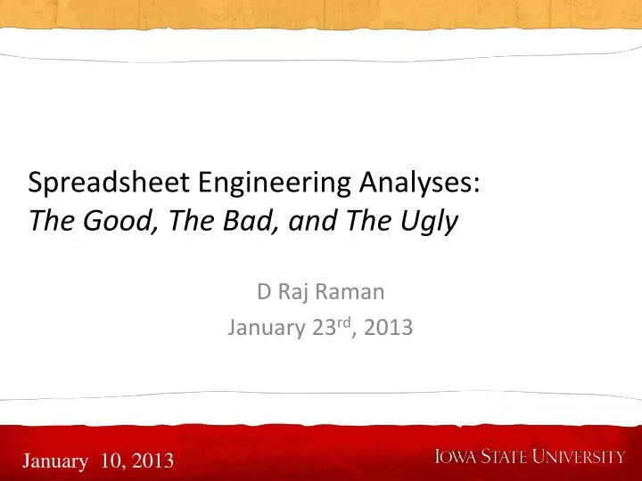 spreadsheet engineering analyses the good the bad and the ugly
