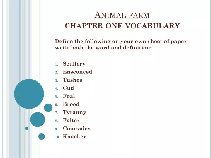 animal farm chapter one vocabulary