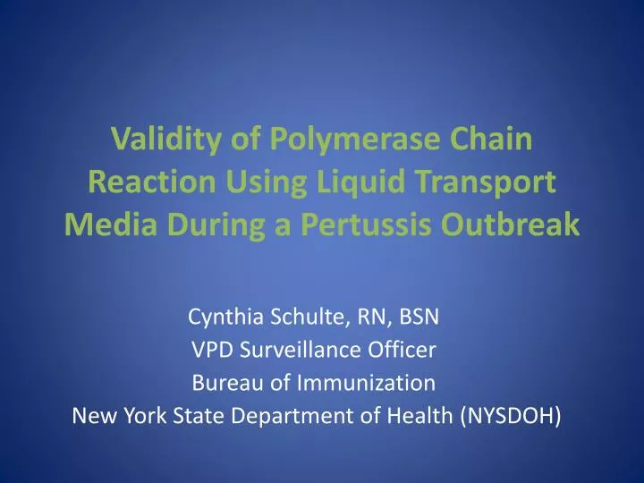 validity of polymerase chain reaction using liquid transport media during a pertussis outbreak