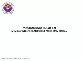 MACROMEDIA FLASH 5.0 MEMBUAT WEBSITE IKLAN PRODUK MOBIL BMW DENGAN