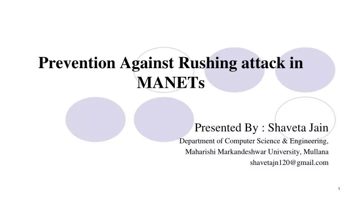 prevention against rushing attack in manets