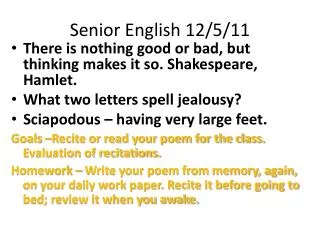 Senior English 12/5/11