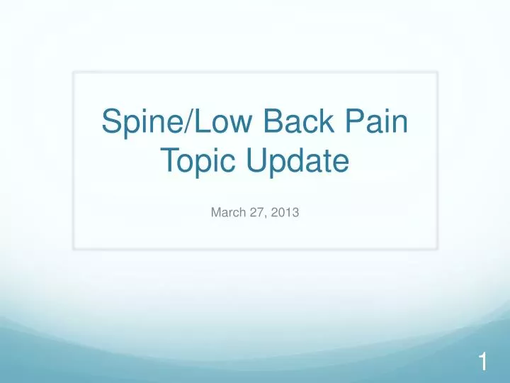 spine low back pain topic update